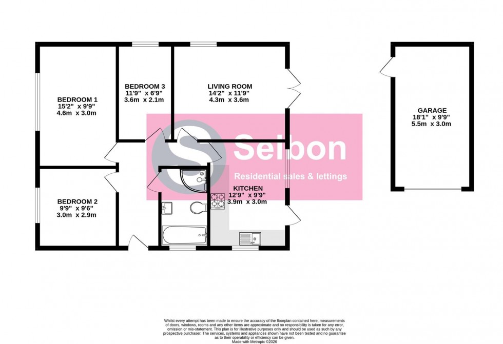 Floorplan for Burns Avenue, Church Crookham, Fleet