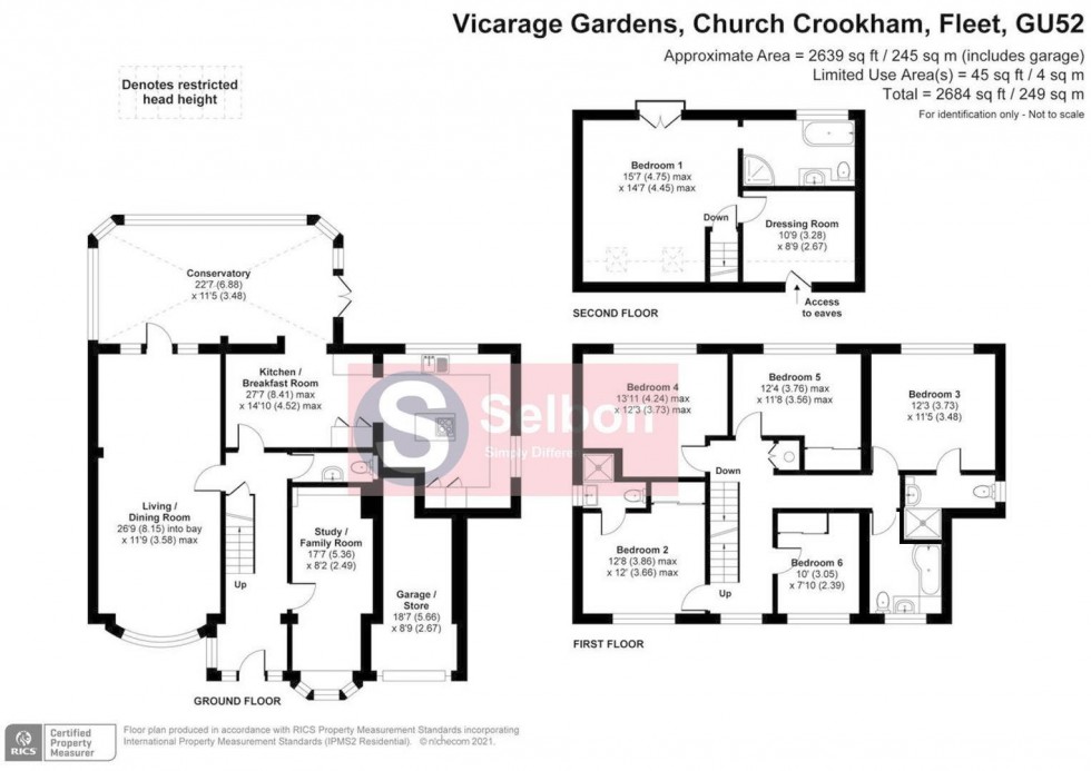 Floorplan for Vicarage Gardens, Church Crookham, Fleet
